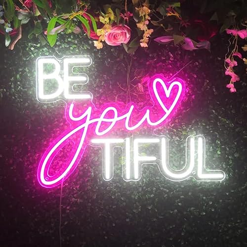 Miniatura 3 de Letrero de neón con texto en inglés Be You Tiful para decoración de pared, para uñas, pestañas, cabello, salón de belleza, decoración de pared,