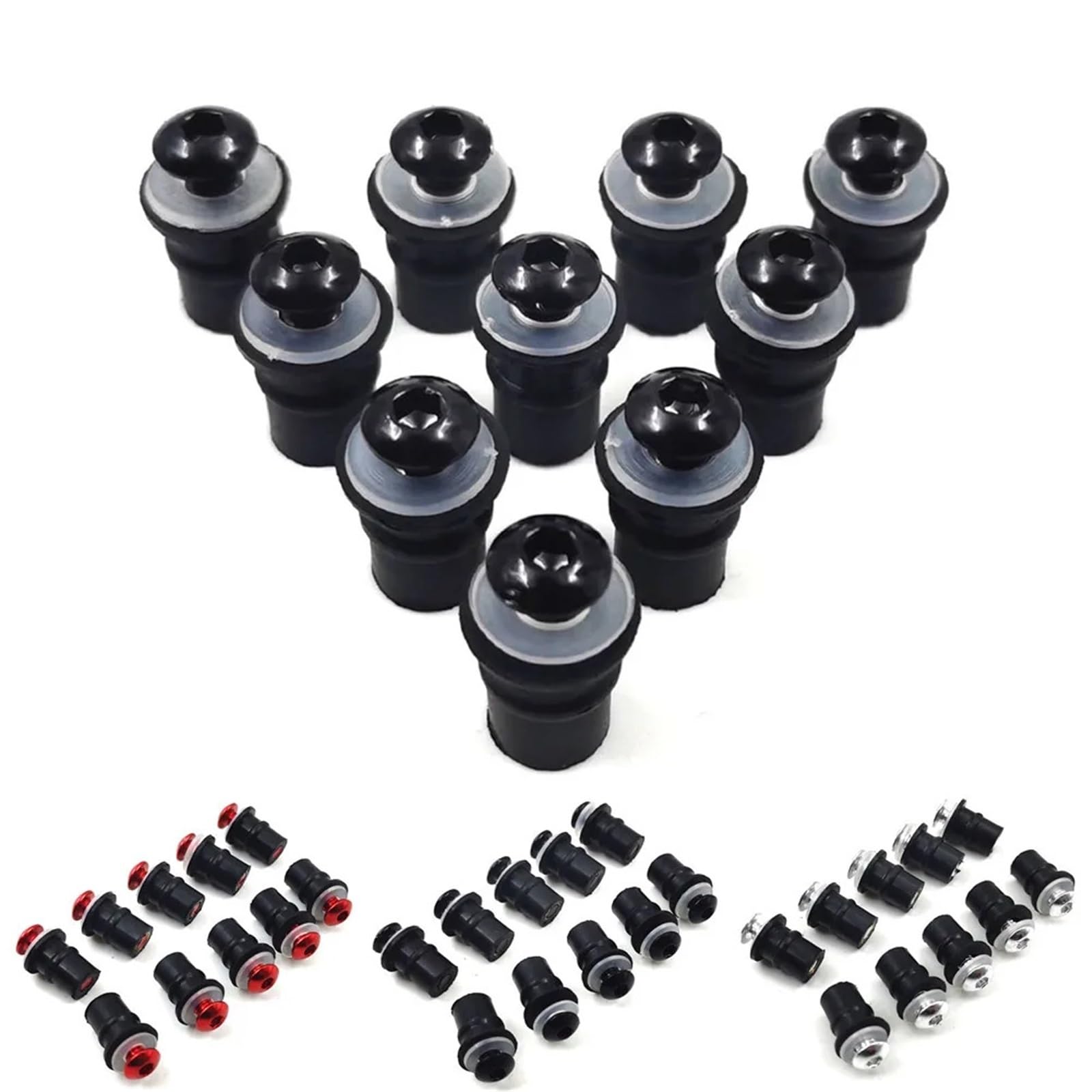 Lot De 10 Vis Pare-Brise Moto M5 Aluminium Noir + Clé - Compatible Yamaha Honda Kawasaki Suzuki
