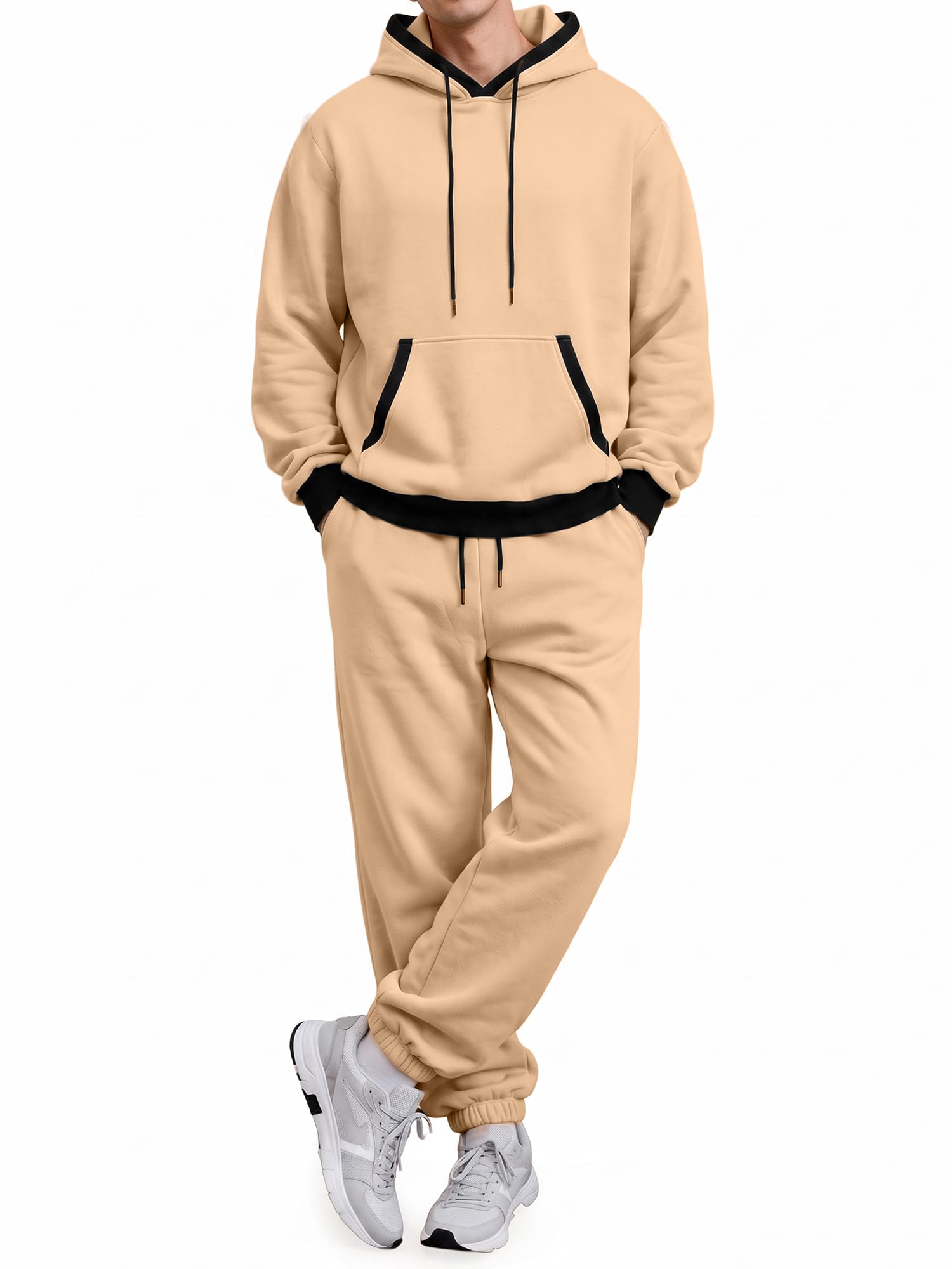 JMIERR Trainingsanzug Herren Fleece Tracksuits 2 Teiliges Jogging Anzug Set mit Taschen