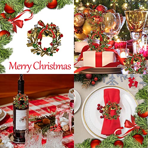 Legigo ZEEDIX-XMAS NAPKIN RINGS- WREATH AUGER Set Of 6 Christmas Wreath Napkin Rings Set- Metal Xmas Napkin Ring Holders For Cloth Napkins, Christmas Holiday Party Dinner Table Decoration thumb #4