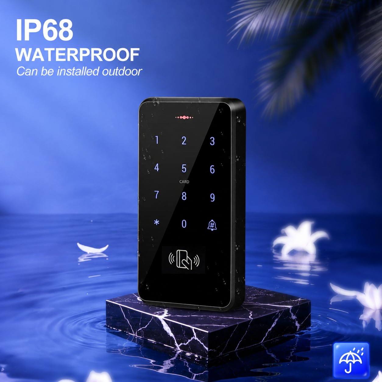 Kit contrôle accès IP68 étanche avec Alimentation & Bouton Sortie