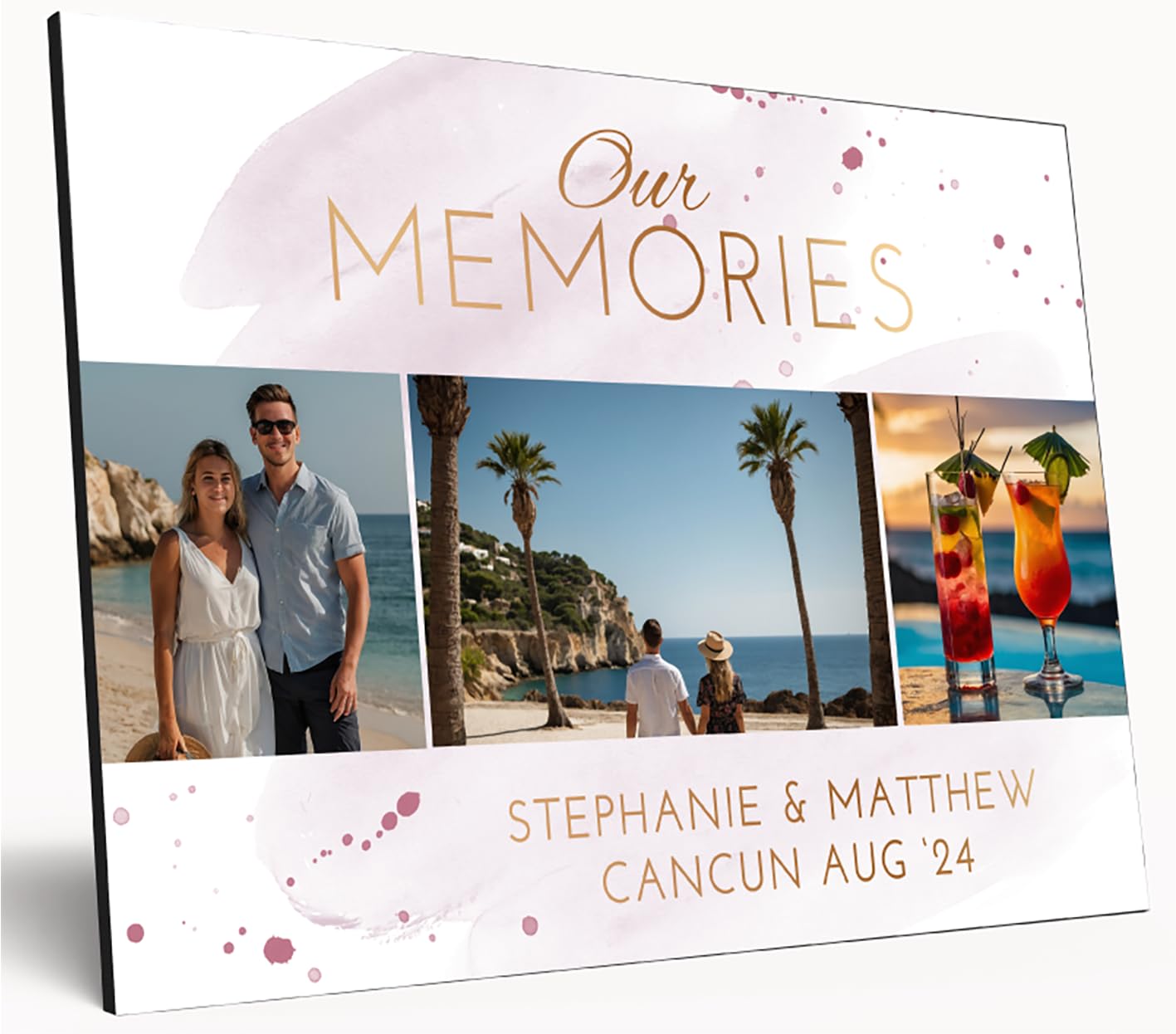 Personalised Love Collage Wooden Wall Art A4 Photo Print 6mm MDF Gift for Valentine's Day Weddings Anniversaries Couples Romantic Gift
