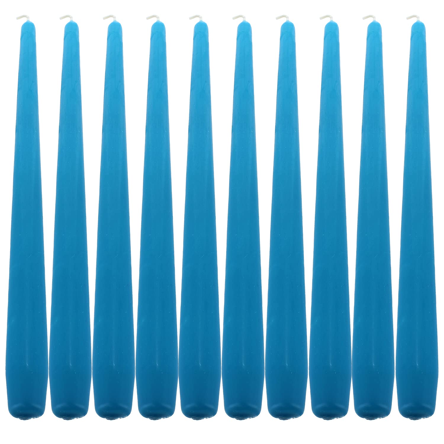 Turquoise Taper Dinner Candles  9"" 24cm Candle Unscented 7 Hour Burn 10 Pack