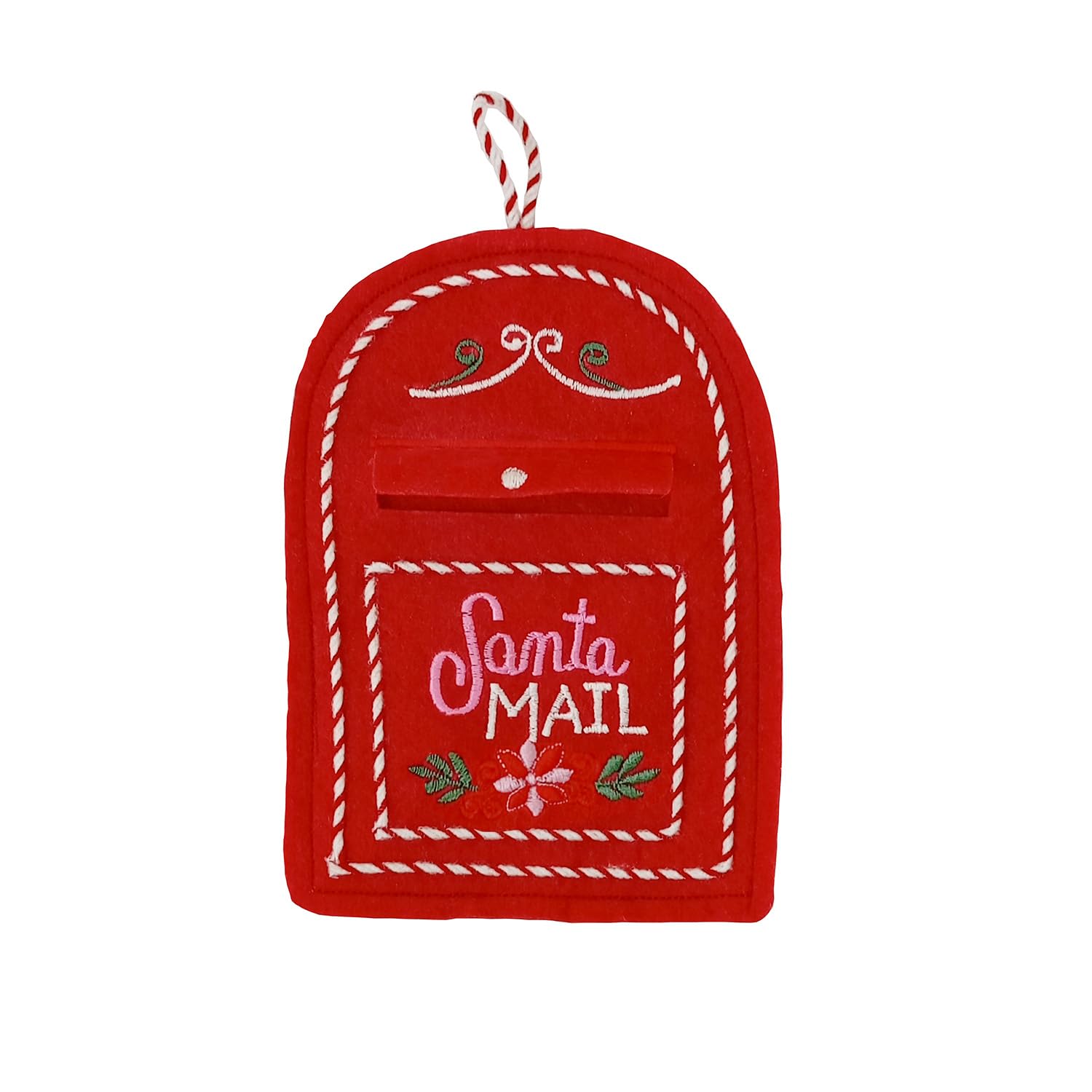 Santa’s Mailbox Christmas Ornament – Hand-Embroidered Felt Hanging Décor, Red Mailbox, Holiday Tree Decoration for Gifting & Kids’ Rooms,Tree Ornament,Letters to Santa,Christmas Wish