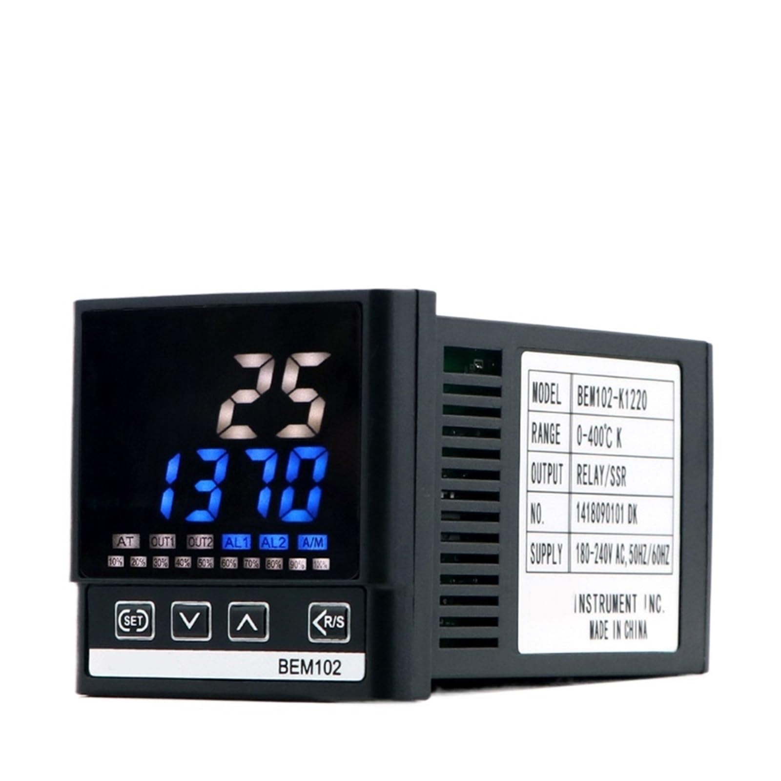 Termostato controlador de temperatura Digital PID con disipador de calor de SSR-40DA de sonda termopar K de 2 salidas(2 output set 3)