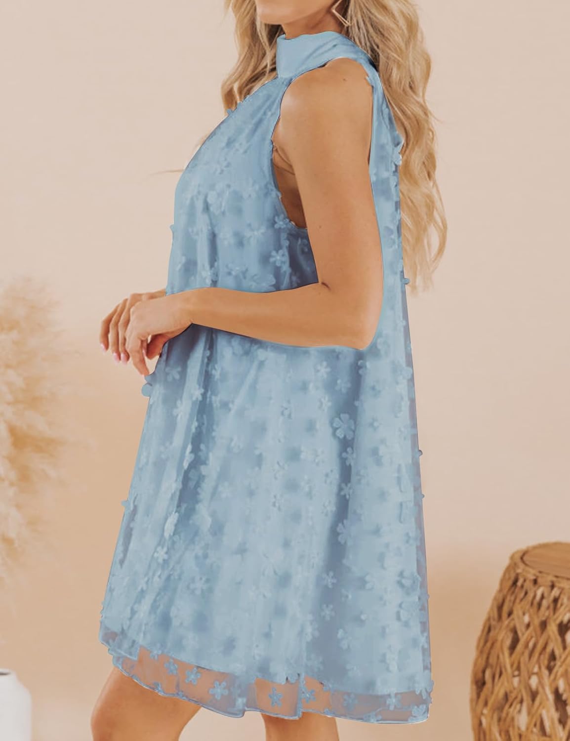 VIMPUNEC Womens Summer Halter Mini A Line Swing Dress Wedding Guest Formal Cocktail Homecoming Dress - Image 3