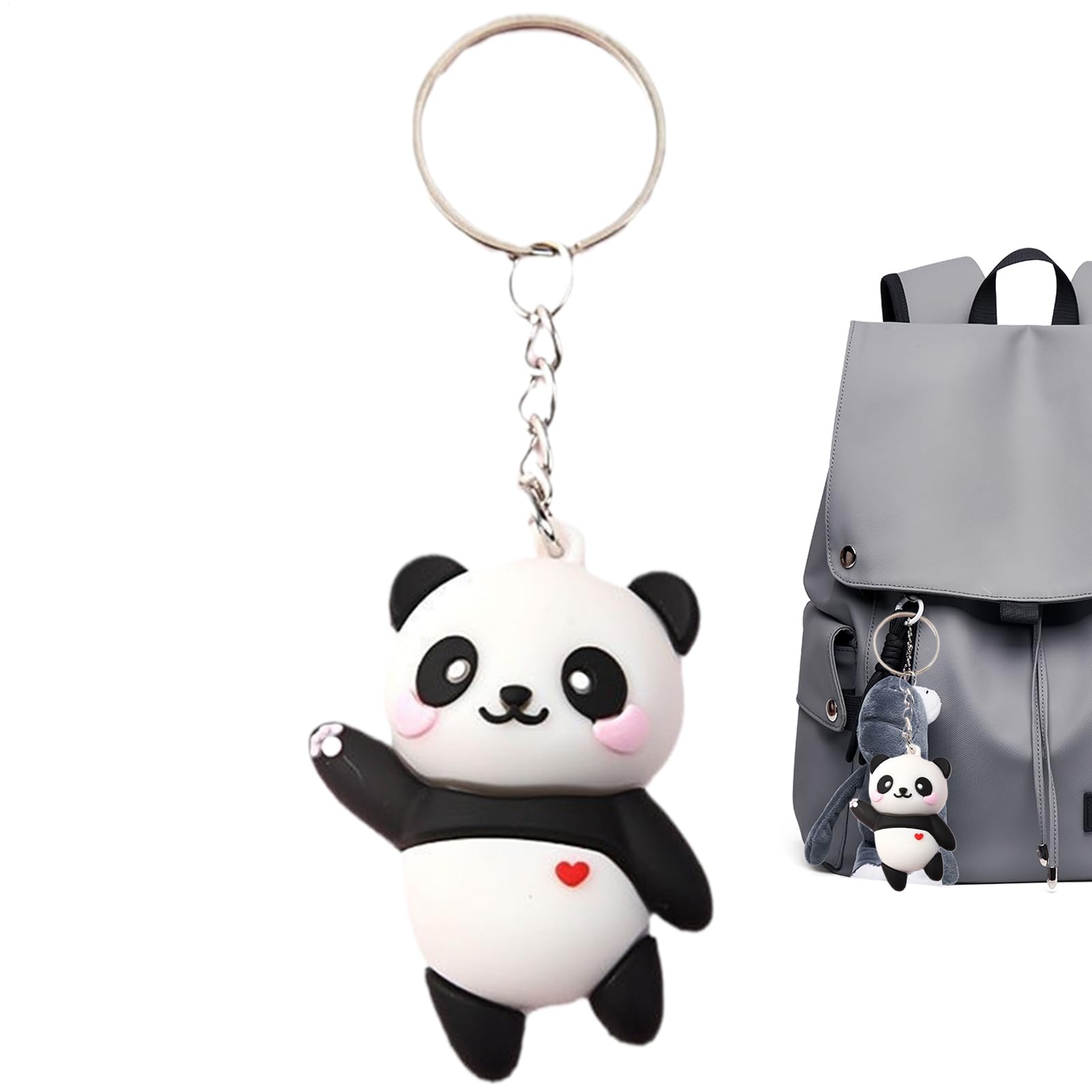 Porte-Clés Panda 3D Mignon – Pendentif Kawaii Dessin Animé, Cadeau Enfant Sac à Dos & Trousse