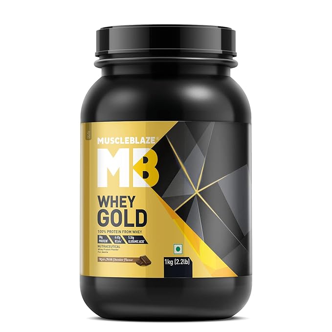 MuscleBlaze Whey Gold, 100 Protein from Whey Protein Isolate & Whey