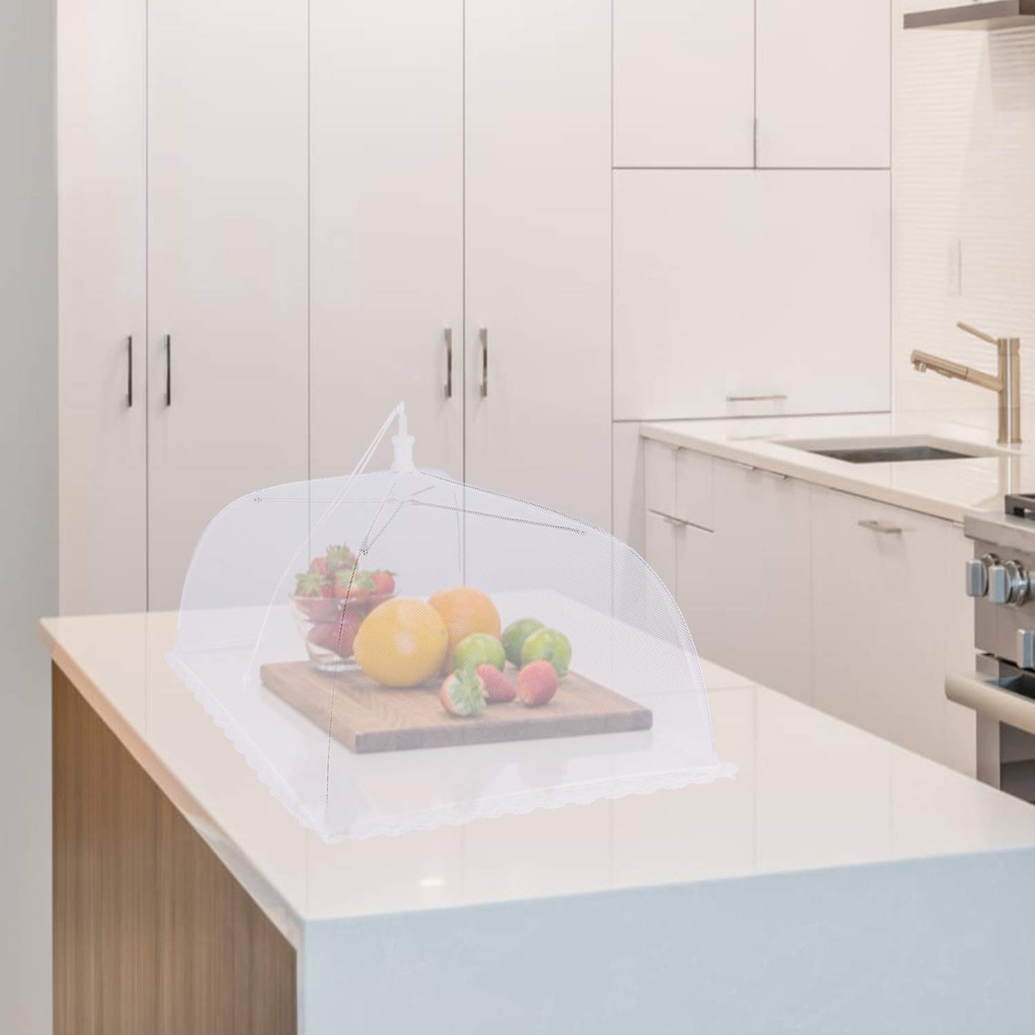 Pwsap 4 Pack Coprivivande a Rete Pieghevole AntiInsetti Copri Alimenti Copertura Tende Ombrello Pop-up Tenda Copertura Alimenti Tenere all' Aperto Cibo Copertura Fuori Mosche, Bug, Zanzare, 35 * 35cm