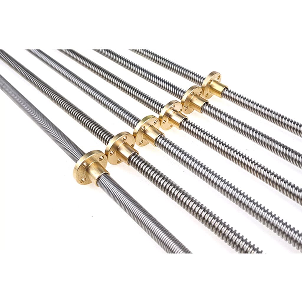 Trapezförmige Gewindespindel, 3D-Druckerteile, T8-Gewindespindel, Länge 800 mm, 1000 mm, 1200 mm, Steigung 1 mm, 2 4 8 10 12 14 mm, T-Schraube mit Messingmutter, 1 Stück(Lead 8mm,1200mm)