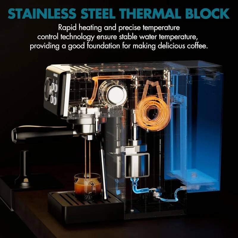 Image of Fastlink‚Compact 15 Bar Espresso Machine with Milk Frother - Make Authentic Espresso & Lattes at Home