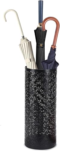 Gloserin Soporte de metal para paragüas, soporte de paraguas independiente, bastones para caminar, para entrada, hogar, oficina (redondo)