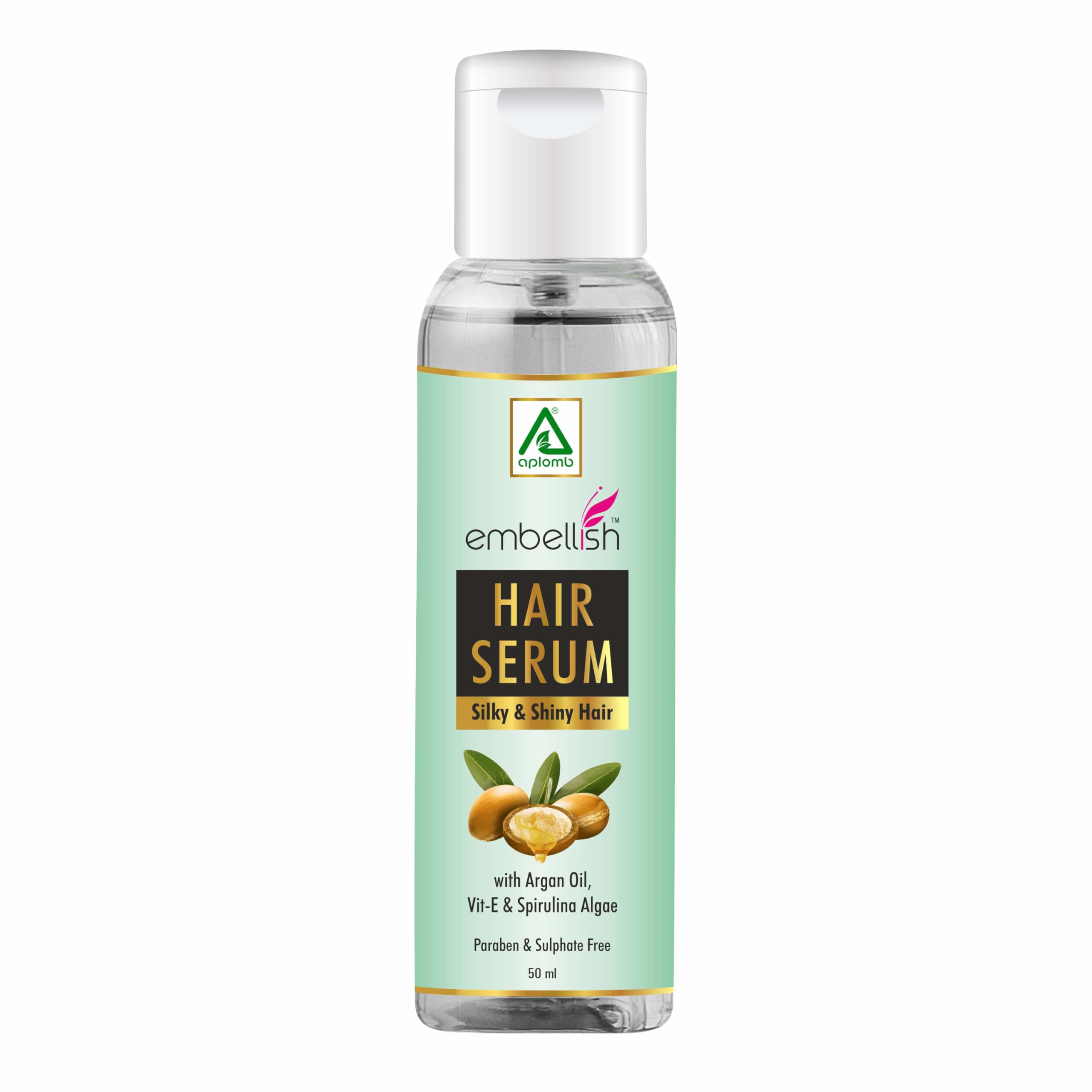 APLOMB Embellish Hair Serum for Women & Men | Vitalized with Argan Oil, Spirulina Algae & Vitamin E | For Dry, Dull & Frizzy Hair | Soft & Silky Hair (one bottle of 50ml)-image-24