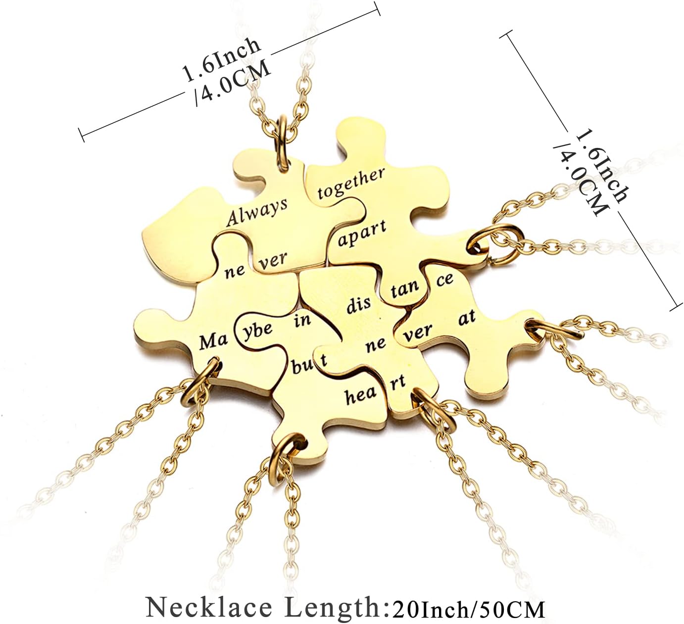 Yonhon BFF Necklace for 3/4/5/6 Stainless Steel Family Friendship Puzzle Sister Keychain Set - Image 2