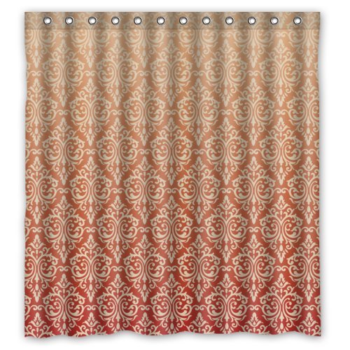 Luxuriant Red Patterns Retro Style- Personalize Custom Bathroom Shower Curtain Waterproof Polyester Fabric 66(w)x72(h) Rings Included
