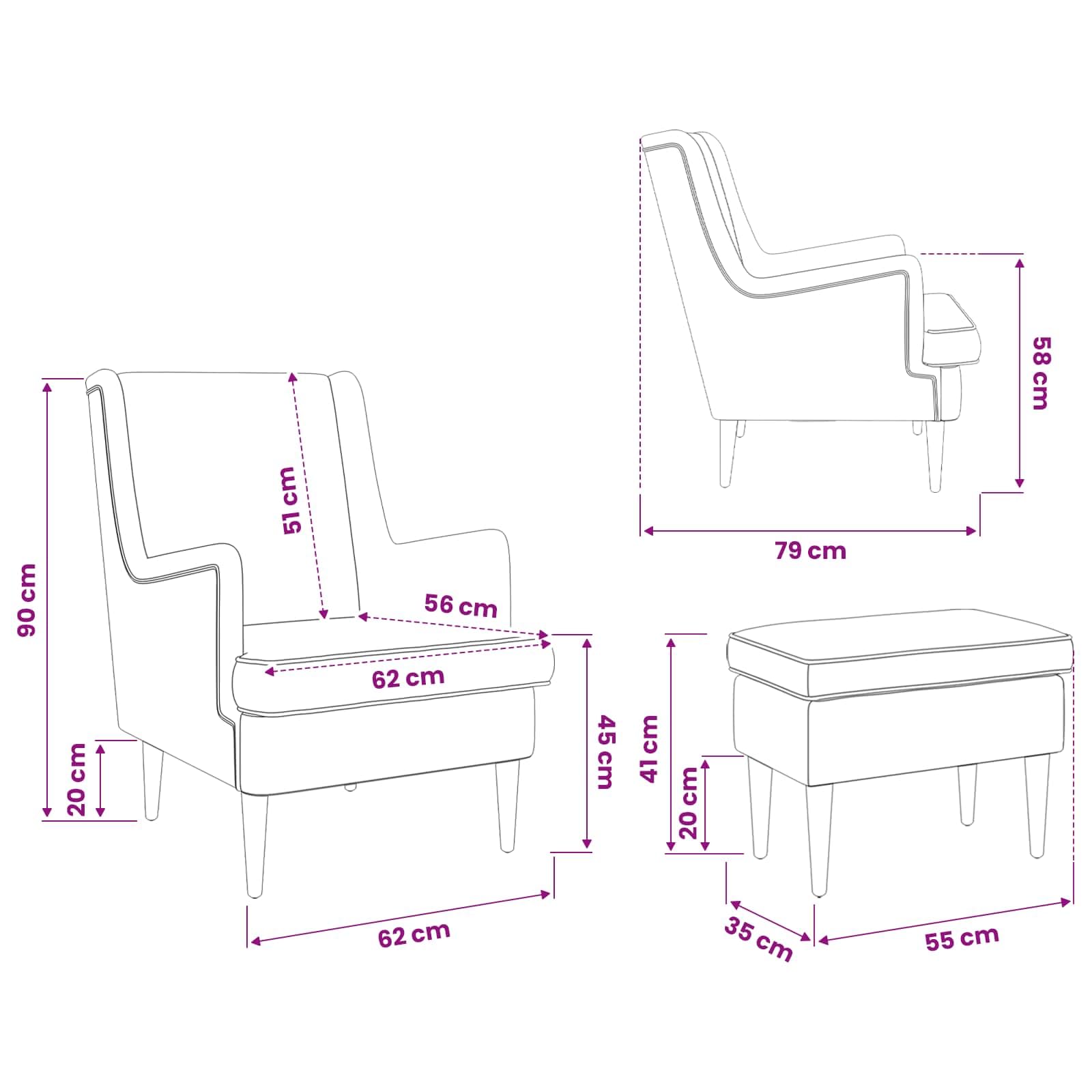 Hothingwell Poltrona con Poggiapiedi 2 Pezzi Grigio Chiaro Tessile