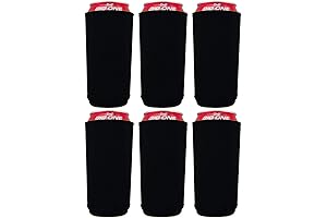 Black Neoprene 25 oz Can Coolie 6-Pack