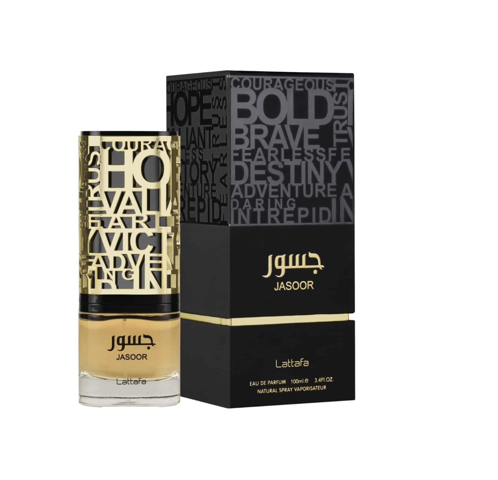 Lattafa Jasoor Eau de Parfum 100ml, Perfume Árabe Unisex de Larga Duración, Incluye Atomizador Recargable 5ml, Fragancia Oriental Amaderada con Notas de Manzana, Cardamomo, Tabaco y Cuero (Jasoor)