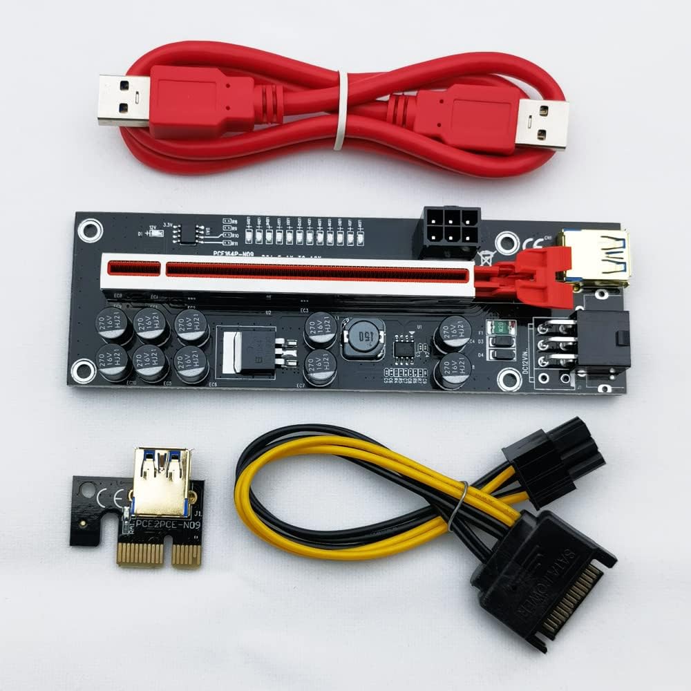 Latest Upgrade PCIE Riser 011 PRO 10 Capacitance 6Pin Super Stable PCI Express 16X Riser Video Card Extender for Bitcoin Mining