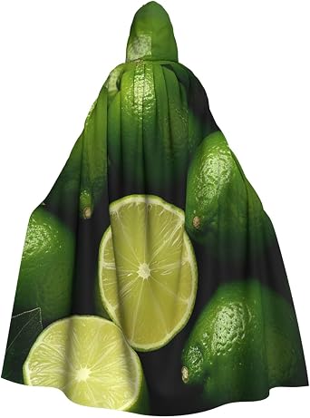 Fresh Green Lime Adults Hooded Cloak Halloween Cloak Long Hood Robe Cape Cosplay Costume