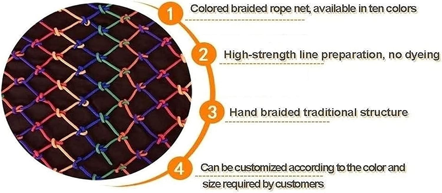 Photo Wall Decorative Net, Kids Safety Net Color Stair Rope Net, Playground Swing Anti-Falling Net, Pet Fence Balcony Plant Protective Net Garden Railing Rope Netting (Size : 1x10