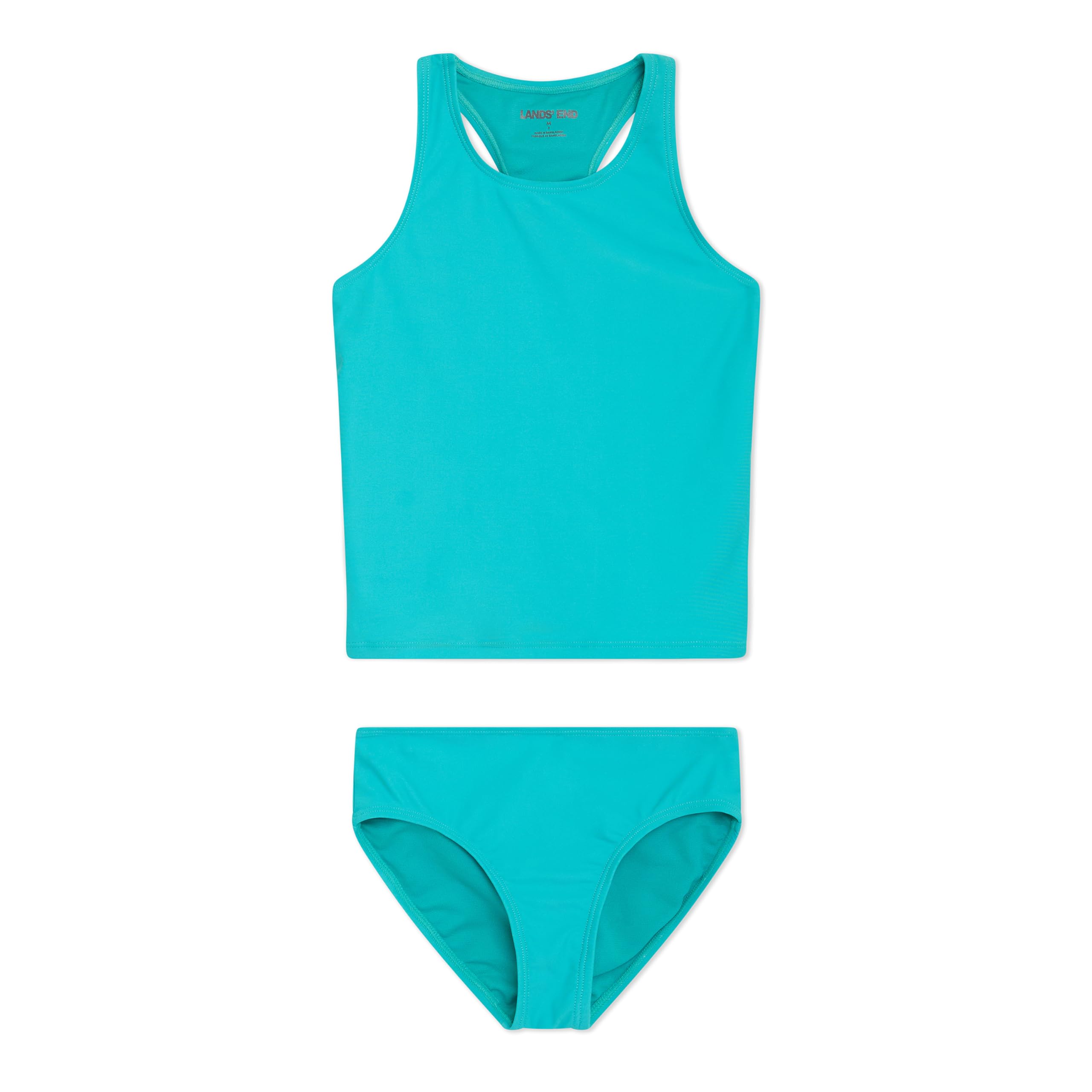 Lands' End Girls' UPF 50+ Swim Bikini Bottom and Racerback Tankini Set