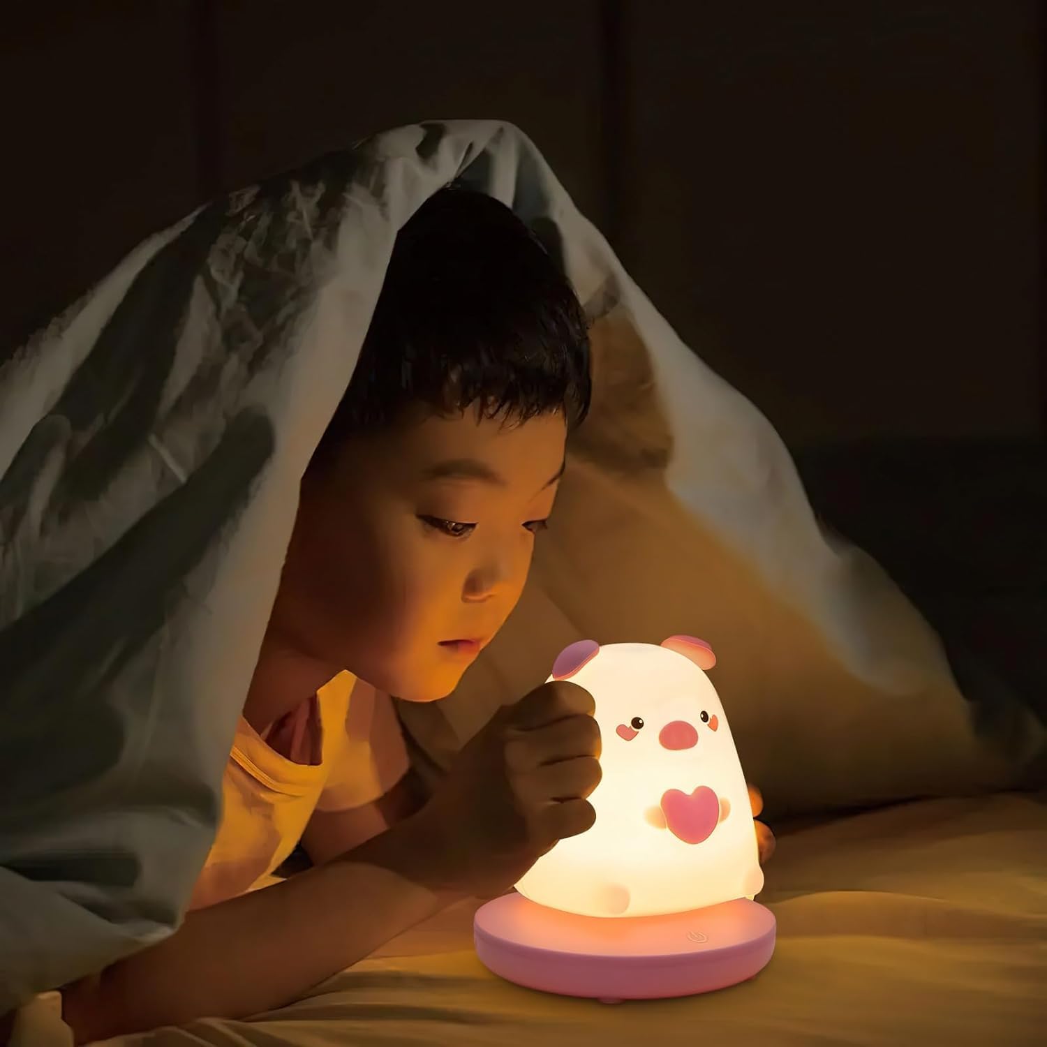 Luz nocturna de animales, linda lámpara de silicona for niños, luz nocturna de silicona suave, luz nocturna for niños, lámpara táctil LED USB, decoración de dormitorio for niños como regalo de cumplea