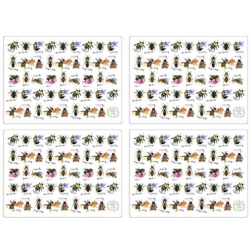 iStyle Beautiful Bees Set of 4 Placemats, White