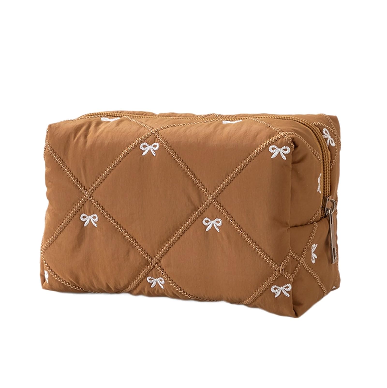LUCKGONI Spacious Waterproof Polyester Travel Toiletry Bag Featuring Elegant Bowknot Quilting and Multiple Compartments