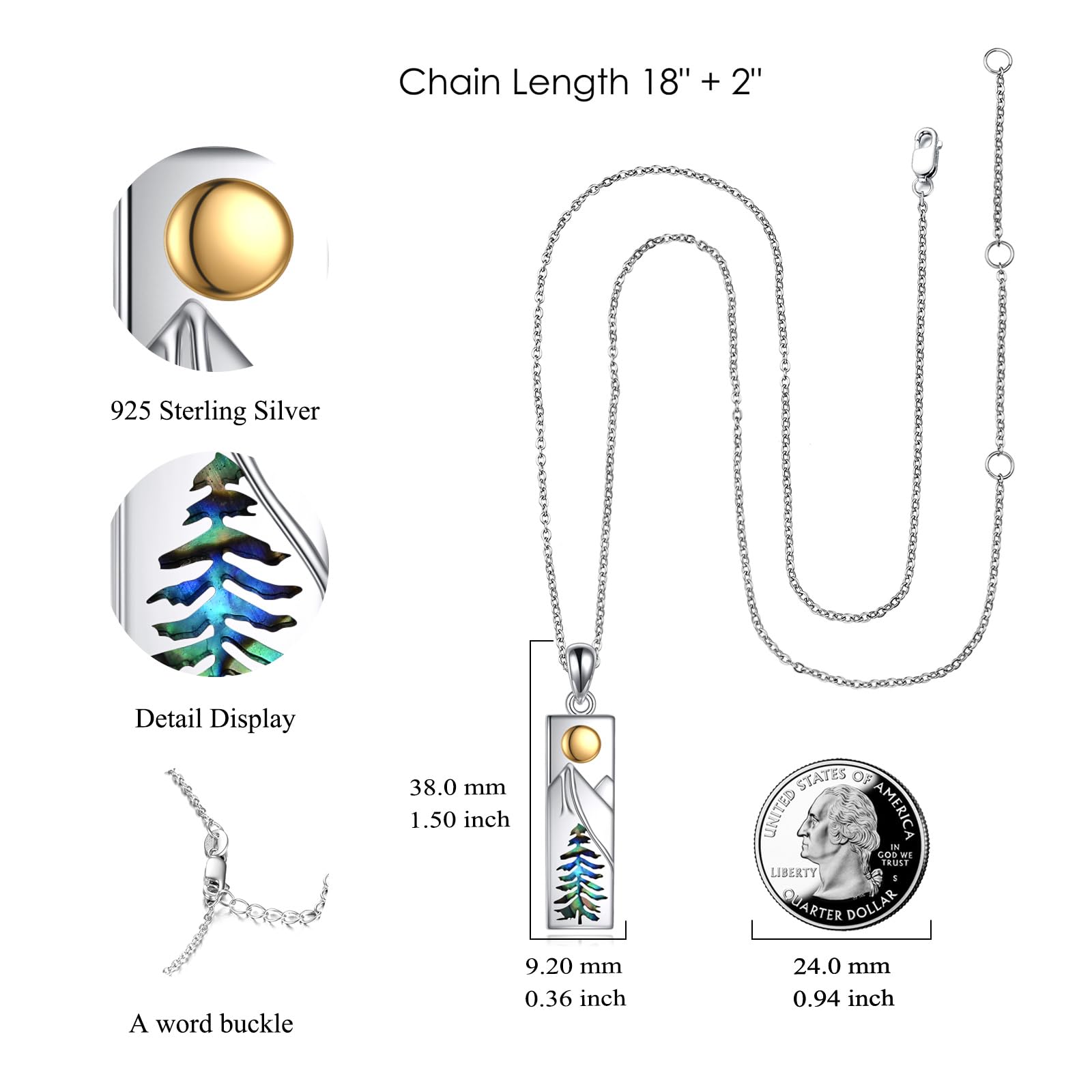YFN Mountain Halskette für Frauen Sterling Silber Natur Halskette Schmuck Geschenk für Skifahrer, Wanderer, Camper, Bergsteiger und Naturliebhaber