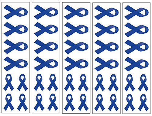 40 Dark Blue Ribbon Temporary Tattoos: Colon Cancer Awareness Tattoo