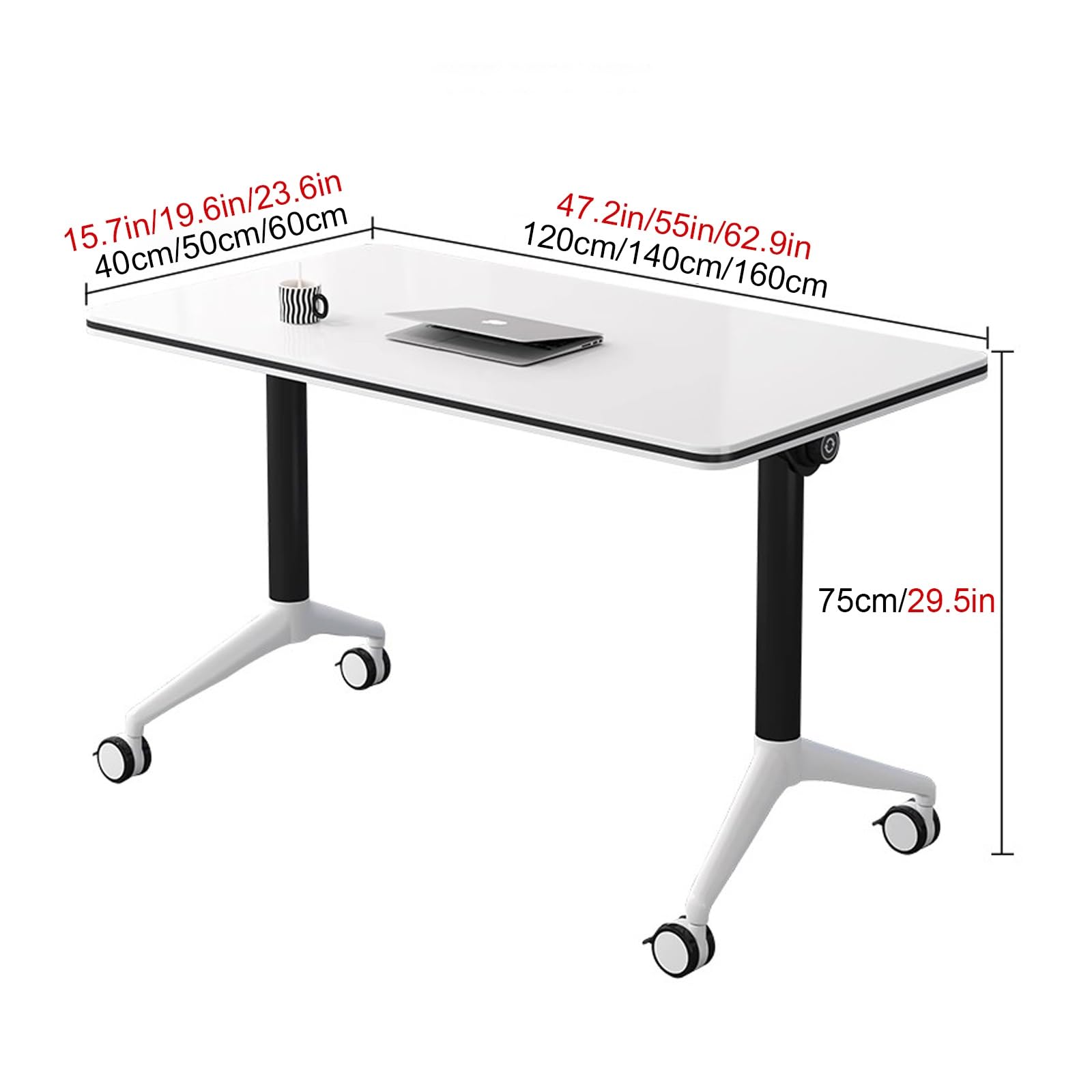 Table de conférence Pliante et Mobile, Bureau Multifonctionnel Assis-Debout pour Bureau, Salle de Formation, Salle de Classe, réception - Portable, Marron, 120 x 50 x 75 cm