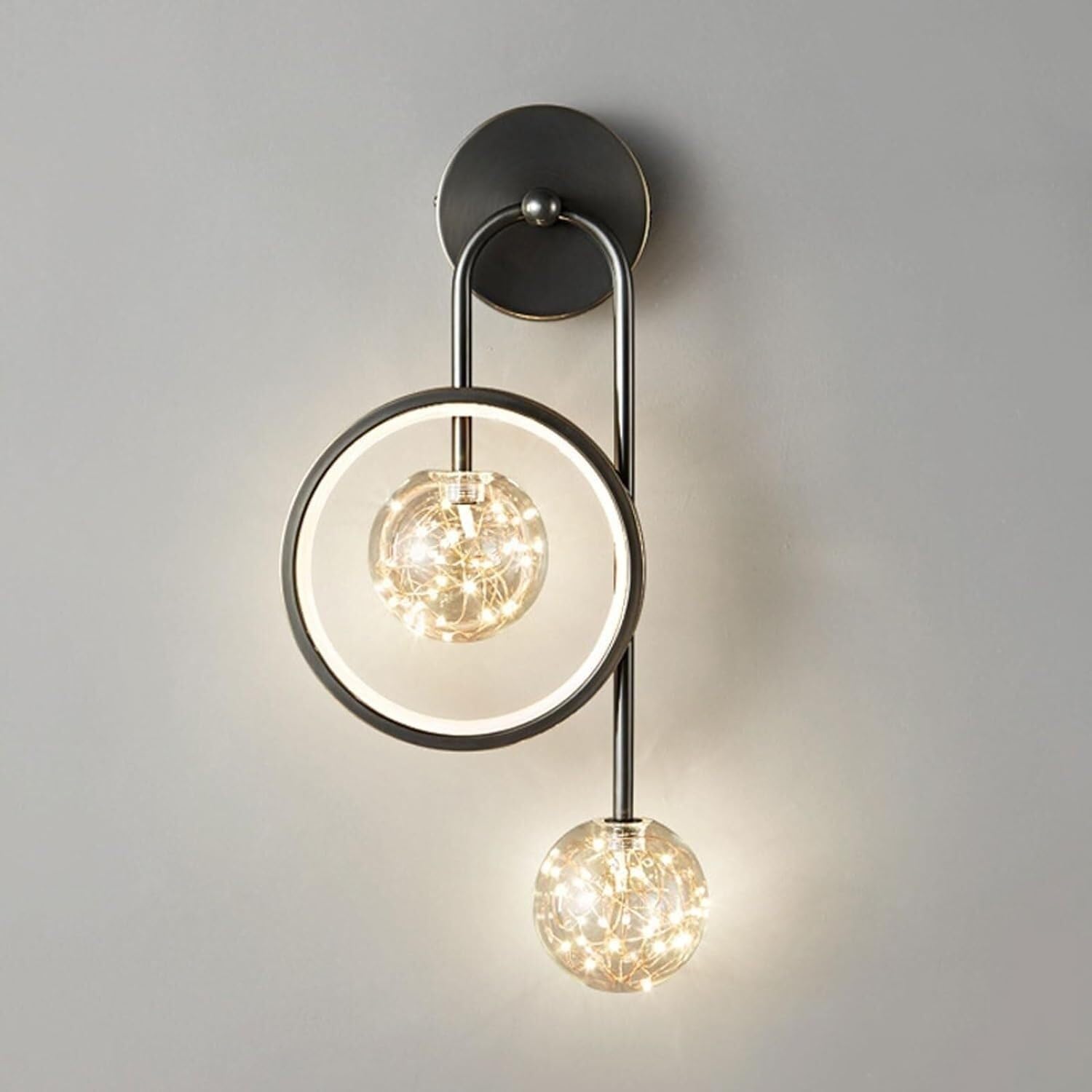 KBUUKYYXouy Wall Sconce Modern Wall Lamp Creative Square Wall Light Fixture Mid Century Brass Metal with Acrylic Lampshade Farmhouse Wall Lantern for Study Room Living Room,Gold(Black)