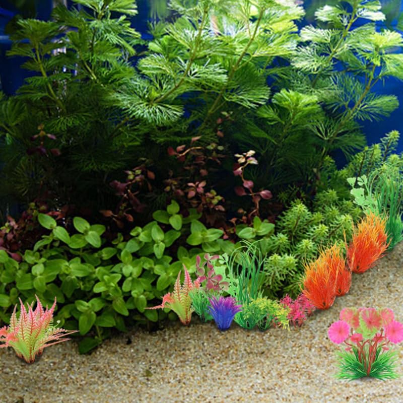 Plantas Acuario Artificiales 24 Pcs Plantas Naturales Acuario Colores Mezclados Plantas Acuáticas Simuladas Plantas Decoración Acuarios Plantas Ornamentales de Acuario para Decoración de Peceras