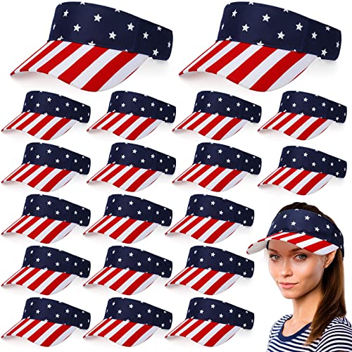 24 Pcs American Usa Flag Visor Independence Day Sun Protection Hat American Flags Stars And Fashion Stripes Patriotic Twill Visor For Independence Ceremony Independence Activities #TOP25
