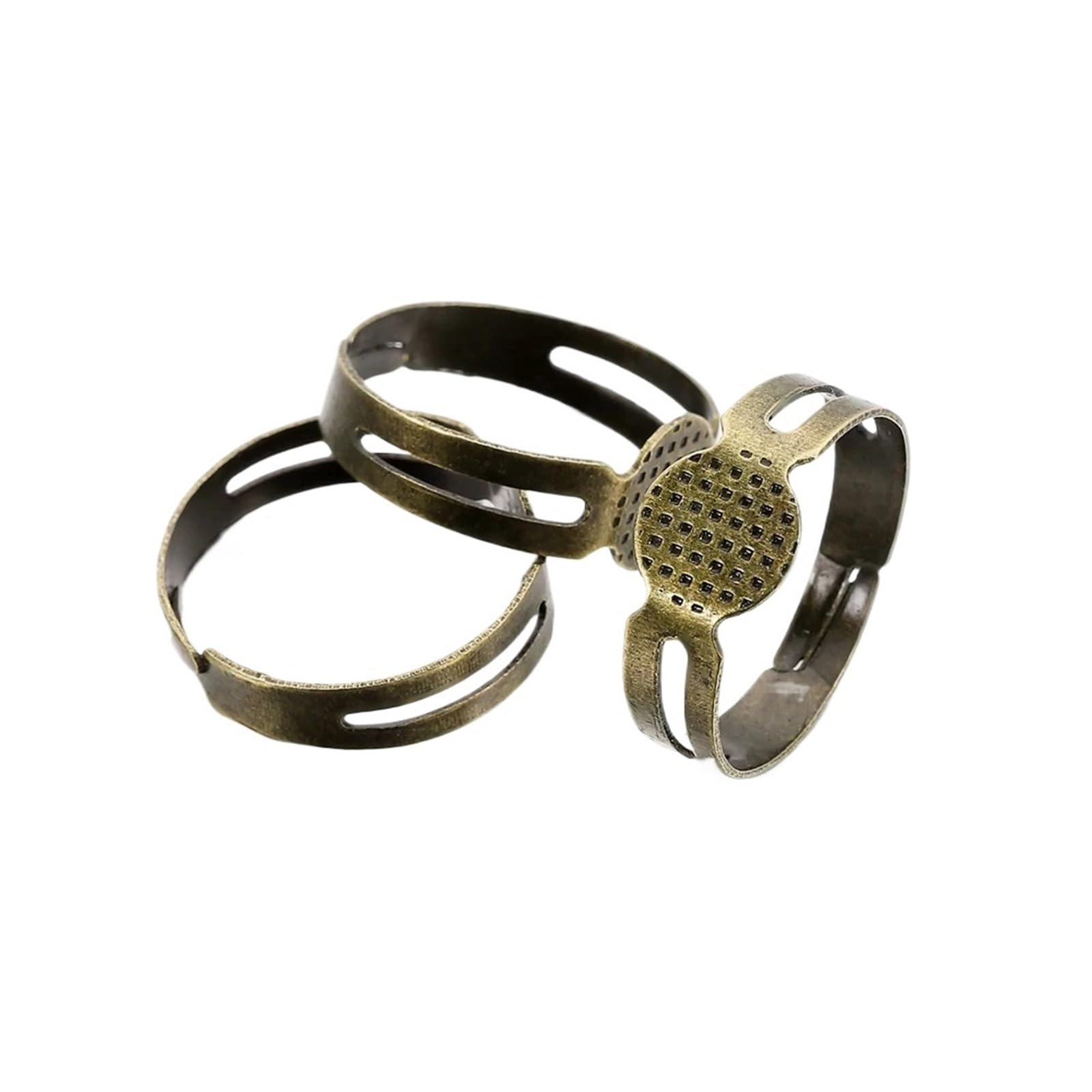 Półfabrykaty pierścionków, puste pierścienie do tworzenia biżuterii, 200/400 sztuk, 7-10 mm, regulowany wielokolorowy metal (8mm brąz 400szt)