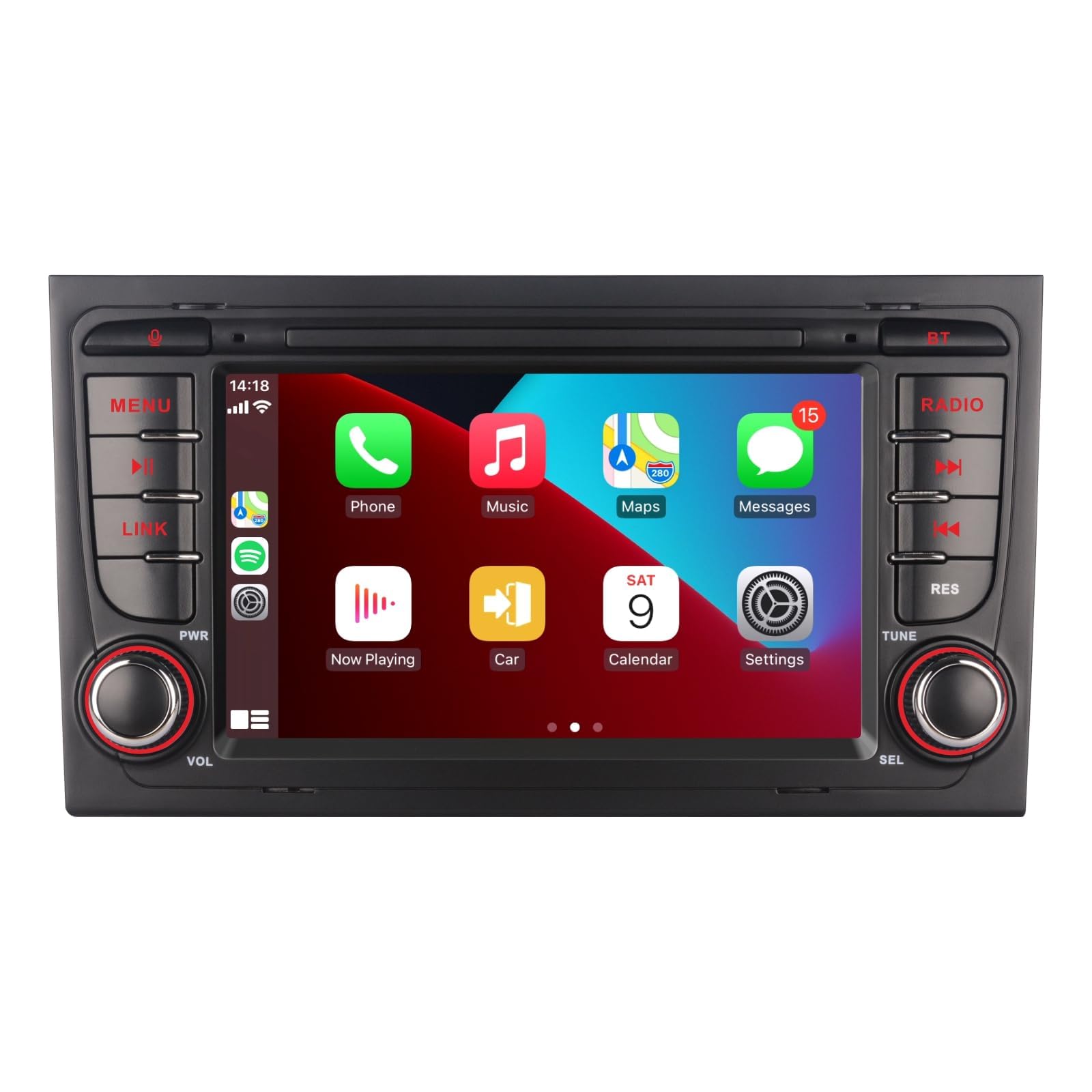 Car Stereo Compatible with Wireless Carplay/Android Auto for Audi A4 S4 RS4 2002-2008 SEAT EXEO with IPS Touch Screen/Bluetooth/Mirror Link/FM/AM/USB