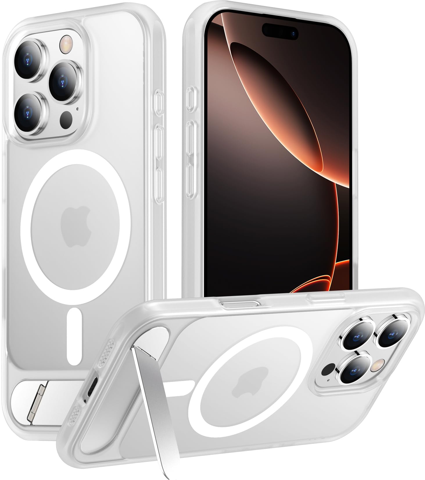 Temdan Magnetic Compatible with iPhone 16 Pro Max Case, [Built-in Invisible Kickstand][Compatible with MagSafe][Military Grade Shockproof] Slim Translucent Matte Phone Case for iPhone 16 Pro Max 6.9"