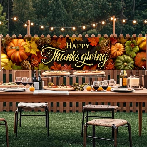 Image of Nuxovilar Thanksgiving Banner 78.7x17.7 Inches Polyester