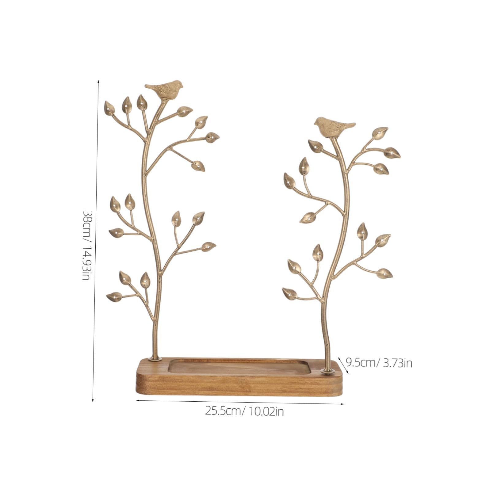 Zerodeko Présentoir à Bijoux en Fer et Bois Forme D'arbre à Oiseaux Organisateur de Colliers et Boucles Oreilles pour Rangement Bijoux Organisateur Vanité Féminine