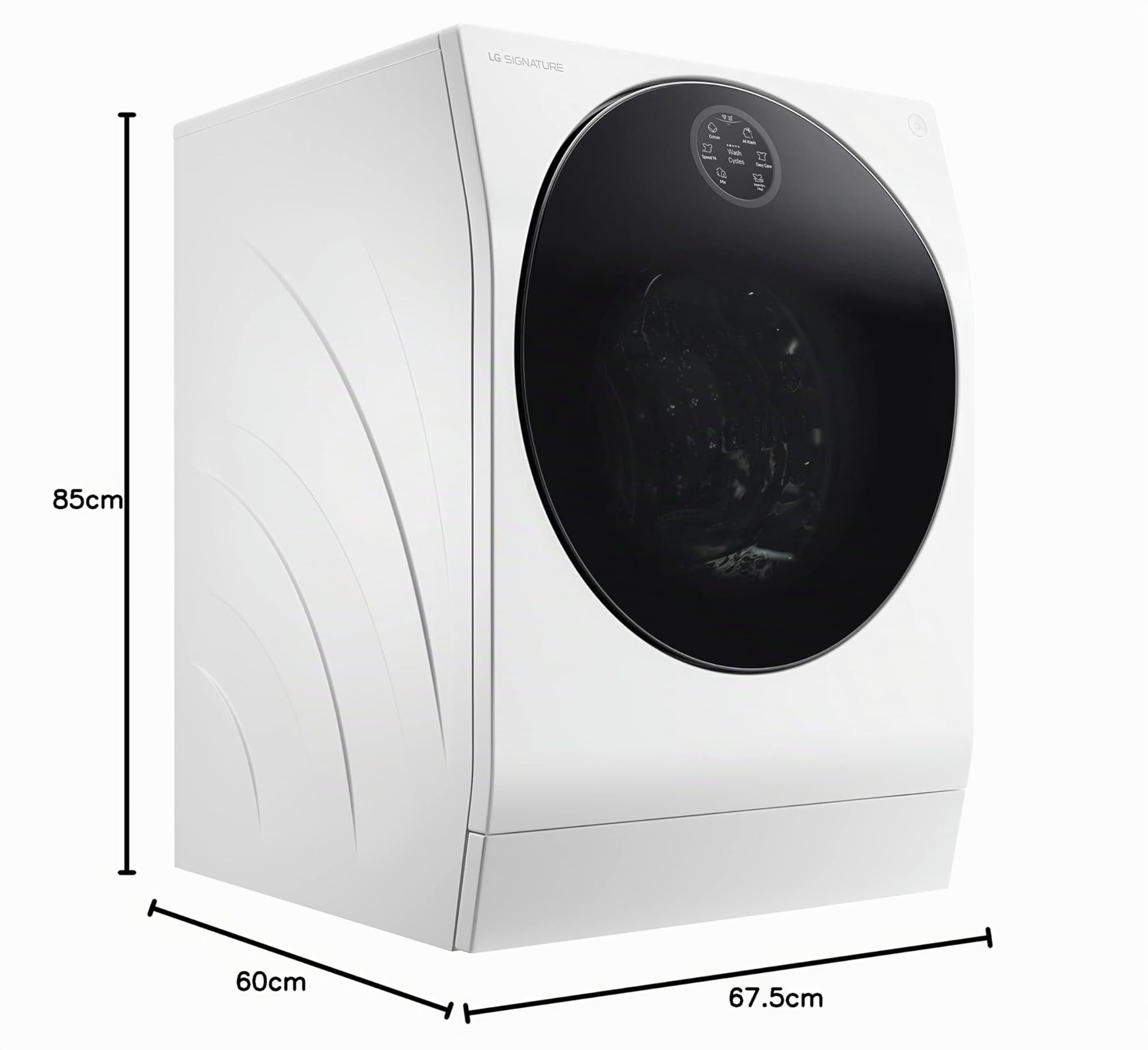 LG Signature LSWD099X, classe A, lavasciuga 10-7 kg, 1550 giri/min, classe A, AI Direct Drive, pompa di calore, sistema di dosaggio automatico, funzione Steam, 60 x 67,5 x 85 cm, colore bianco