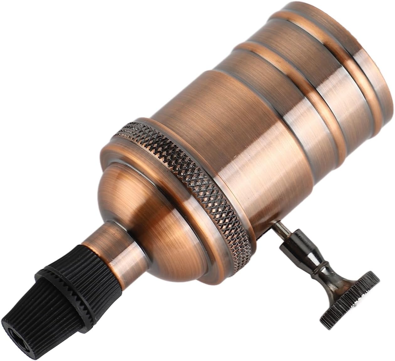 E27 Lamp Holder, Retro Style Aluminum Pendant Light Socket with Switch, for Home Office Living Room Bedroom Corridor (Dark Copper Plating)