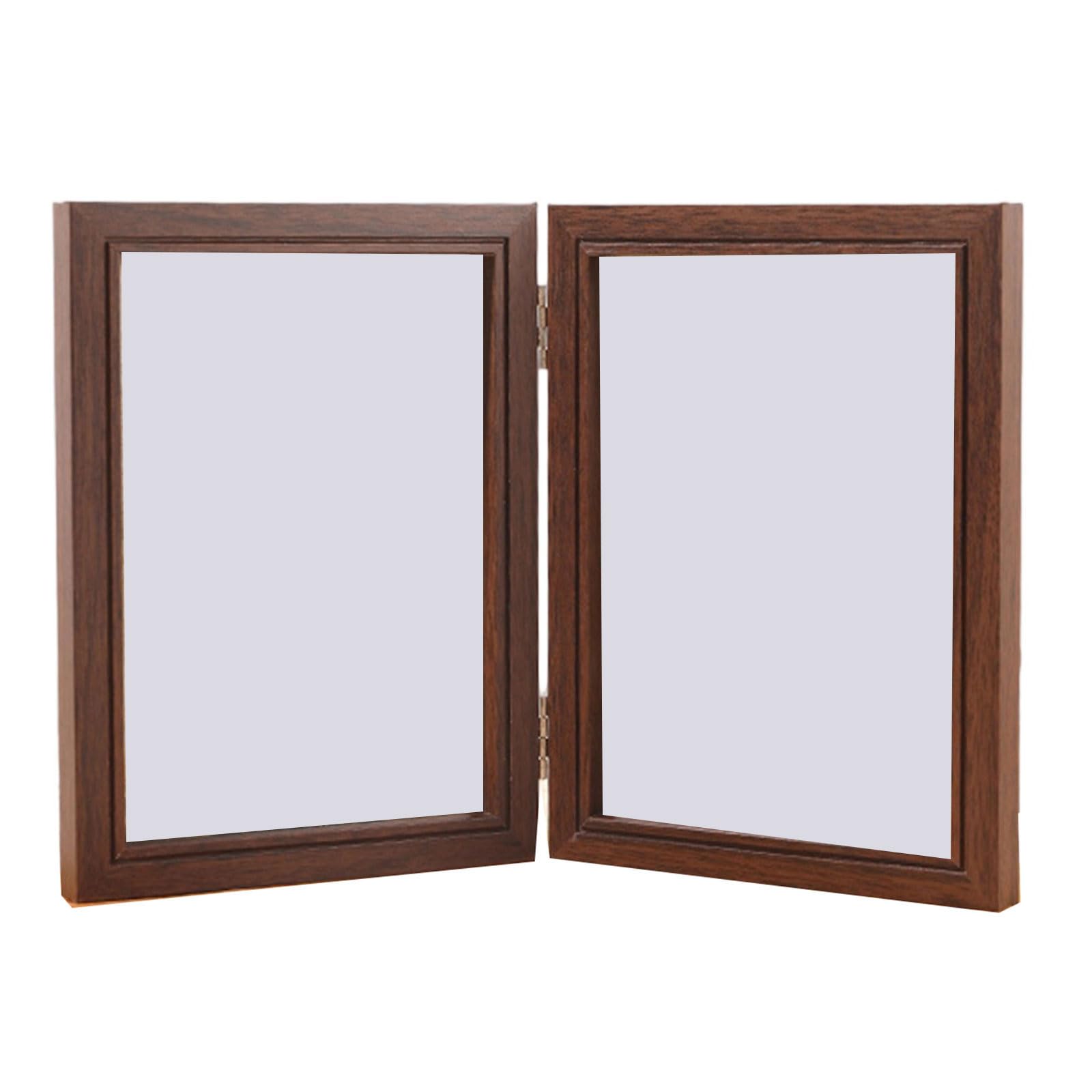 2/3 Folding Accordions Picture Frame Foldable Hinged Collage Photo for Tabletop Display Multiple Family Pictures Multiple Wooden Desk Picture