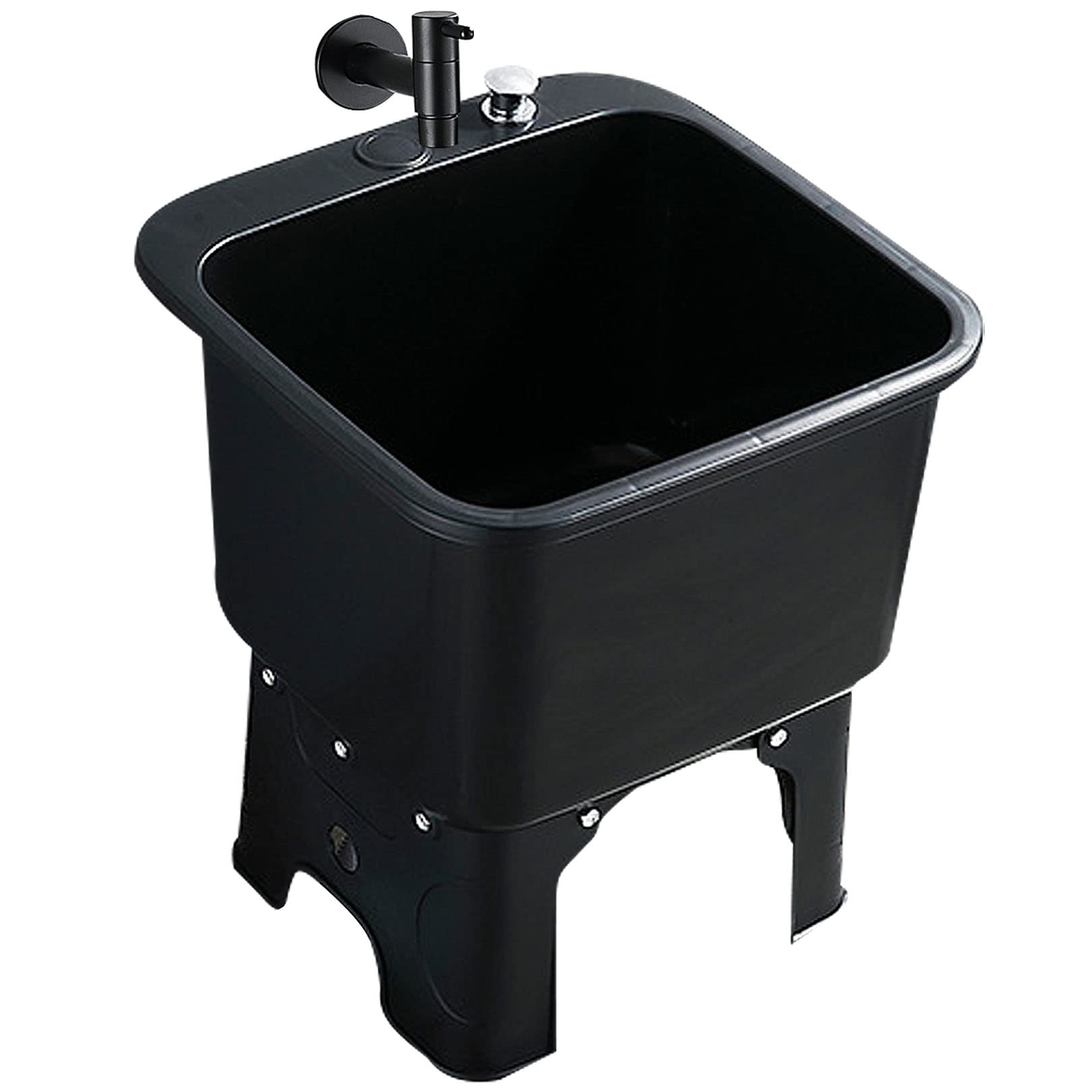 AYCDL Mop Pool Slop Sinks,Freestanding Floor Mop Sink with Faucet, Slop Sink for Washing Room, Basement, Shop, Laundry Tub/Black, Grey