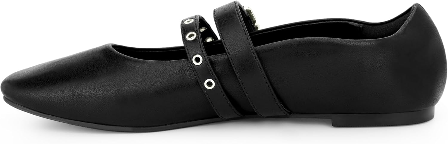 Perphy Ballet Flats Pumps Adjustable Buckle Comfortable Mary Jane Dress Shoes for Women