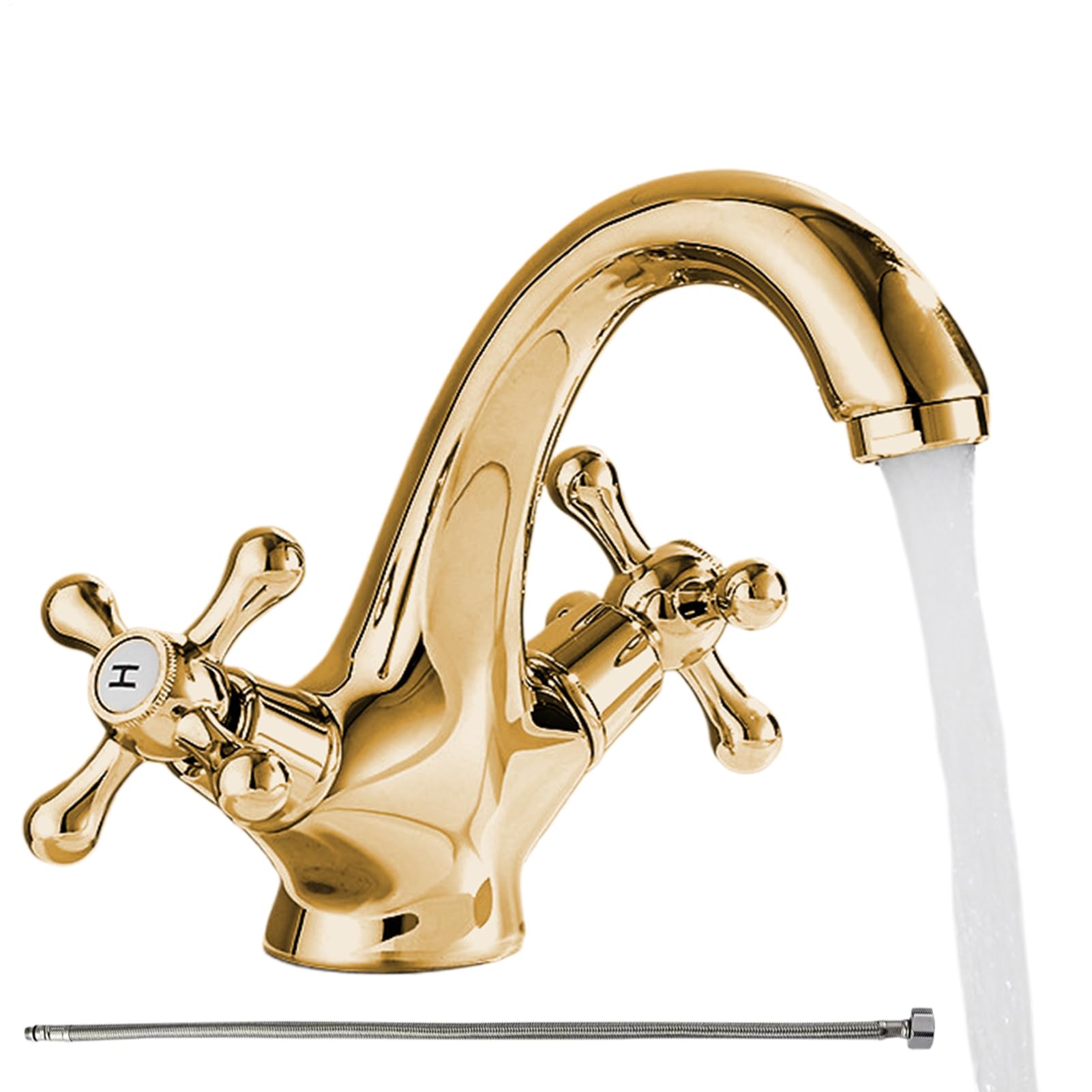 Rubinetto Lavello Miscelatore Monoforo Con Tubo Flessibile Da 60 Cm Per
