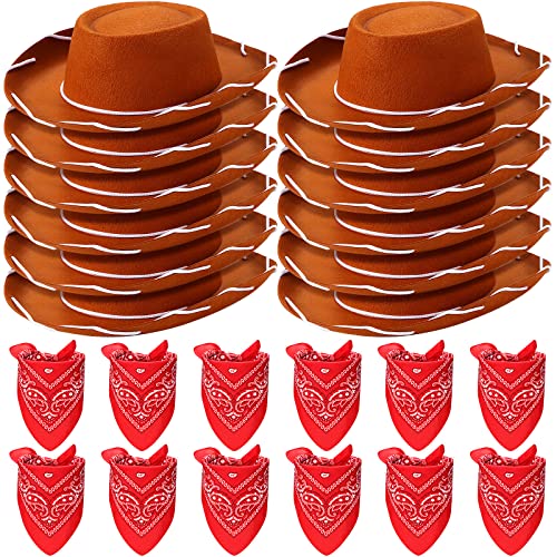 Kids western cowboy hat and bandana set (24 pieces)