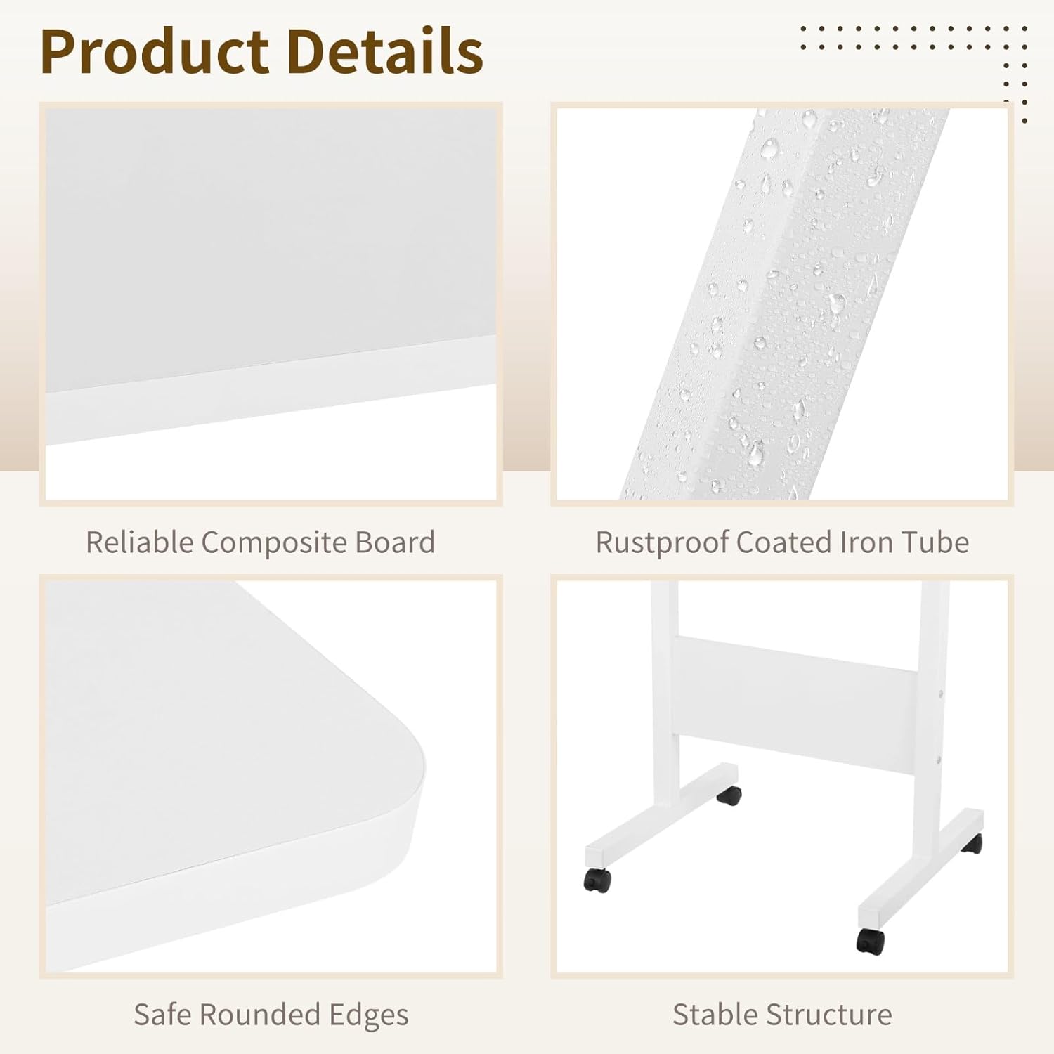 Mobile Podium, Adjustable Standing Desk with Caster Wheels, Adjustable Height 360° Swivel Desktop, Versatile Podium Laptop Desk Stand Up Desk Easel Presentation Lectern (White)