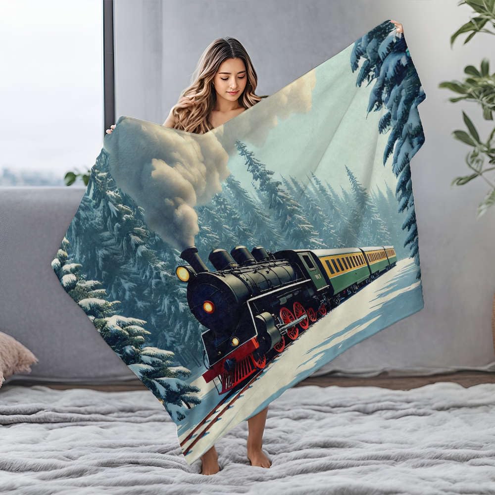 Plaid train à vapeur en flanelle pour vos soirées d'hiver au coin du feu