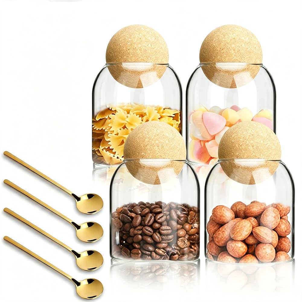 Photo 1 of IBEQUEM 4PCS Glass Jar Storage Container with Ball Cork